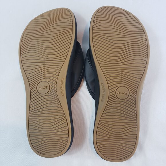 New Sanuk Womens Cosmic Aquarius H2O Black Flip Flops - Picture 4 of 11